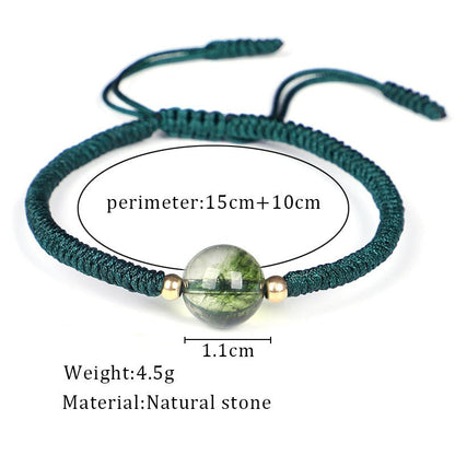 Green Ghost Wealth Bowl Bracelet | Handcrafted Adjustable Red String Bracelet with Natural Stone - STAR8S
