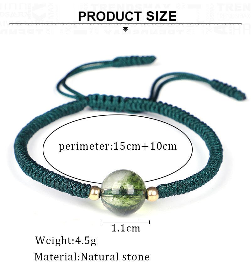 green ghost wealth bowl bracelet | handcrafted adjustable red string bracelet with natural stone - star8s