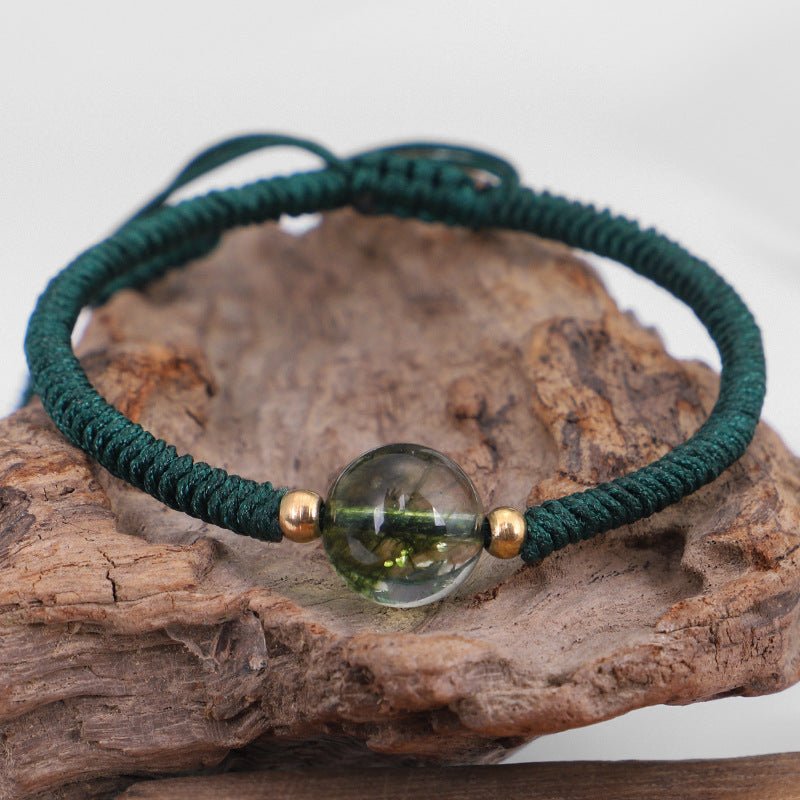 Green Ghost Wealth Bowl Bracelet | Handcrafted Adjustable Red String Bracelet with Natural Stone - STAR8S