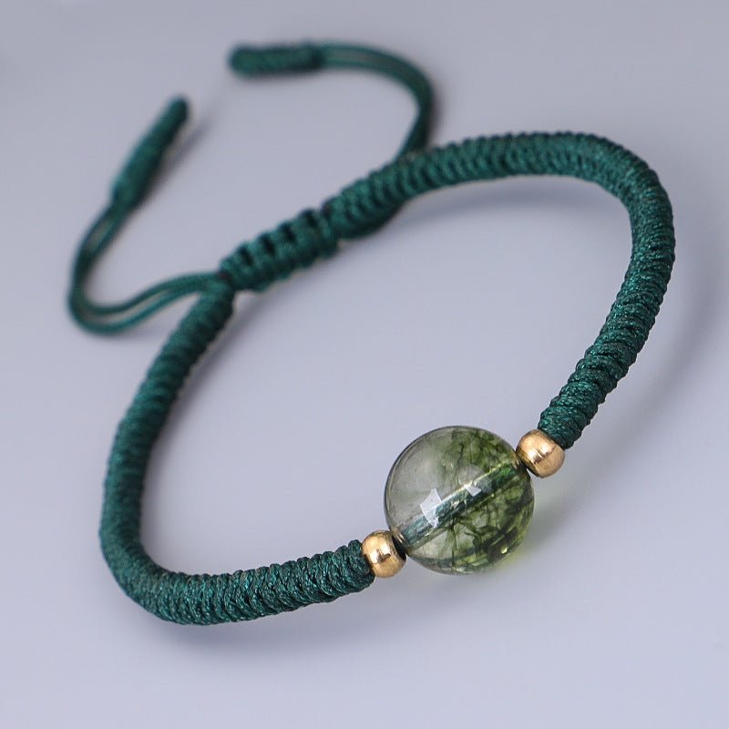 Green Ghost Wealth Bowl Bracelet | Handcrafted Adjustable Red String Bracelet with Natural Stone - STAR8S