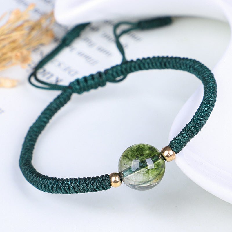 Green Ghost Wealth Bowl Bracelet | Handcrafted Adjustable Red String Bracelet with Natural Stone - STAR8S