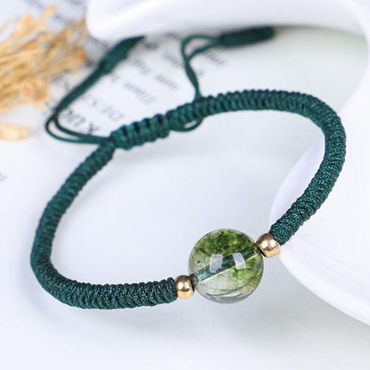 Green Ghost Wealth Bowl Bracelet | Handcrafted Adjustable Red String Bracelet with Natural Stone - STAR8S
