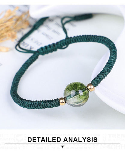 Green Ghost Wealth Bowl Bracelet | Handcrafted Adjustable Red String Bracelet with Natural Stone - STAR8S