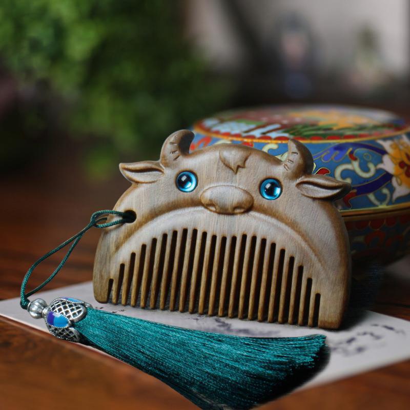 Green Sandalwood Animal Wooden Comb | 12 Chinese Zodiac Styles | Cute Baby Comb - STAR8S