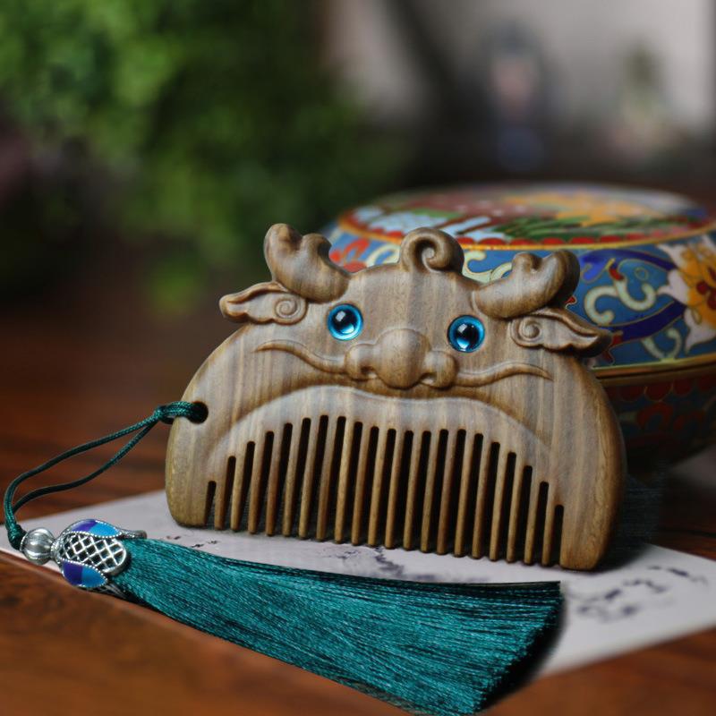 Green Sandalwood Animal Wooden Comb | 12 Chinese Zodiac Styles | Cute Baby Comb - STAR8S