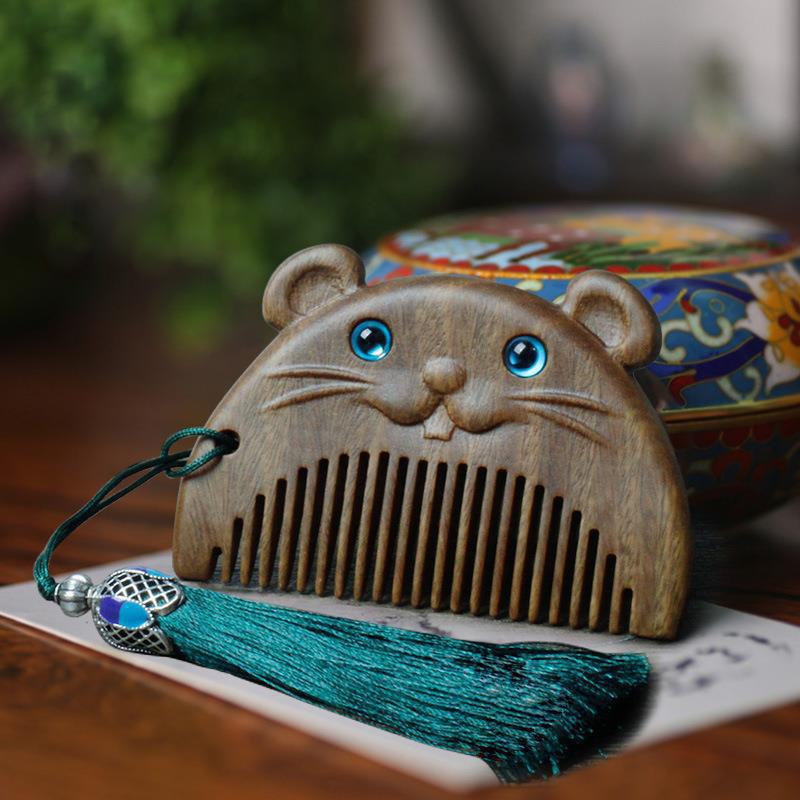 green sandalwood animal wooden comb | 12 chinese zodiac styles | cute baby comb - star8s