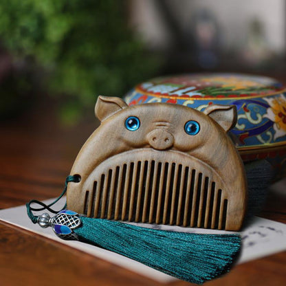 Green Sandalwood Animal Wooden Comb | 12 Chinese Zodiac Styles | Cute Baby Comb - STAR8S