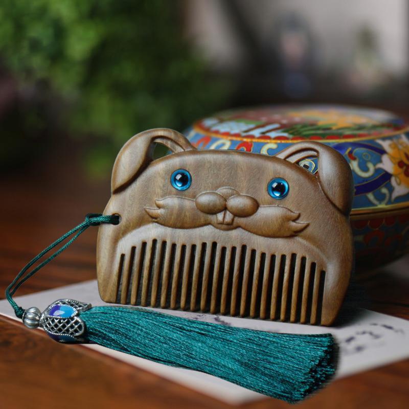 Green Sandalwood Animal Wooden Comb | 12 Chinese Zodiac Styles | Cute Baby Comb - STAR8S