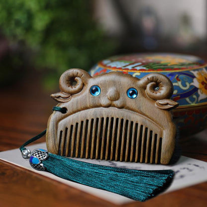 Green Sandalwood Animal Wooden Comb | 12 Chinese Zodiac Styles | Cute Baby Comb - STAR8S