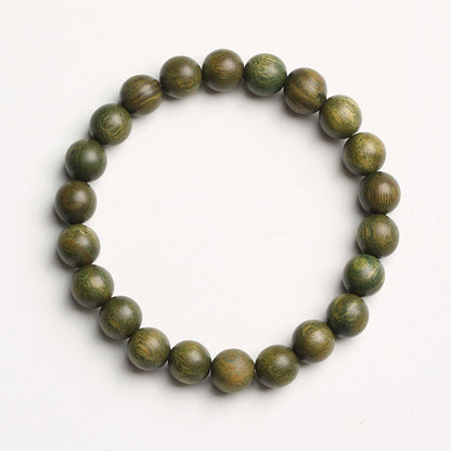 Green Sandalwood Beaded Bracelet with Lotus Charm – Natural Aromatic Wood Mala for Women - STAR8S