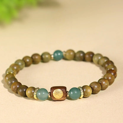 Green Sandalwood & Blue Chalcedony Beaded Bracelet – 925 Silver & Sandalwood – Natural Healing & Aromatherapy - STAR8S