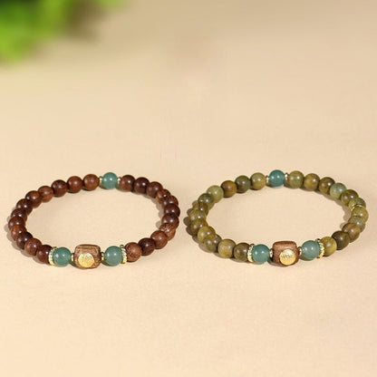 Green Sandalwood & Blue Chalcedony Beaded Bracelet – 925 Silver & Sandalwood – Natural Healing & Aromatherapy - STAR8S