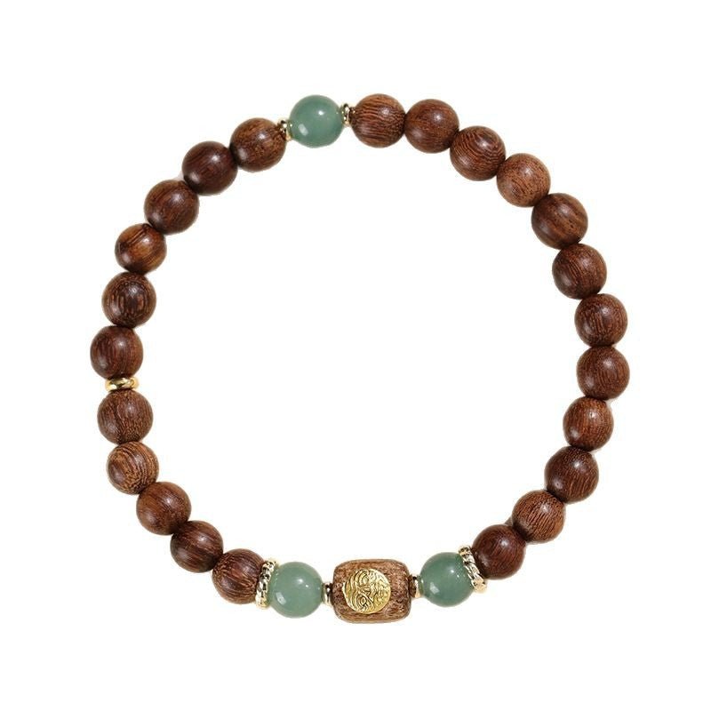 green sandalwood & blue chalcedony beaded bracelet – 925 silver & sandalwood – natural healing & aromatherapy - star8s