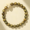 Green Sandalwood Bracelet with Lotus Flower - Adjustable Meditation Beads for Men and Women
