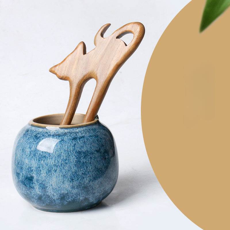 green sandalwood chinese hairpin: handmade vintage double-prong for elegant bun - star8s