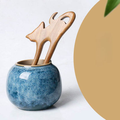 Green Sandalwood Chinese Hairpin: Handmade Vintage Double-Prong for Elegant Bun - STAR8S