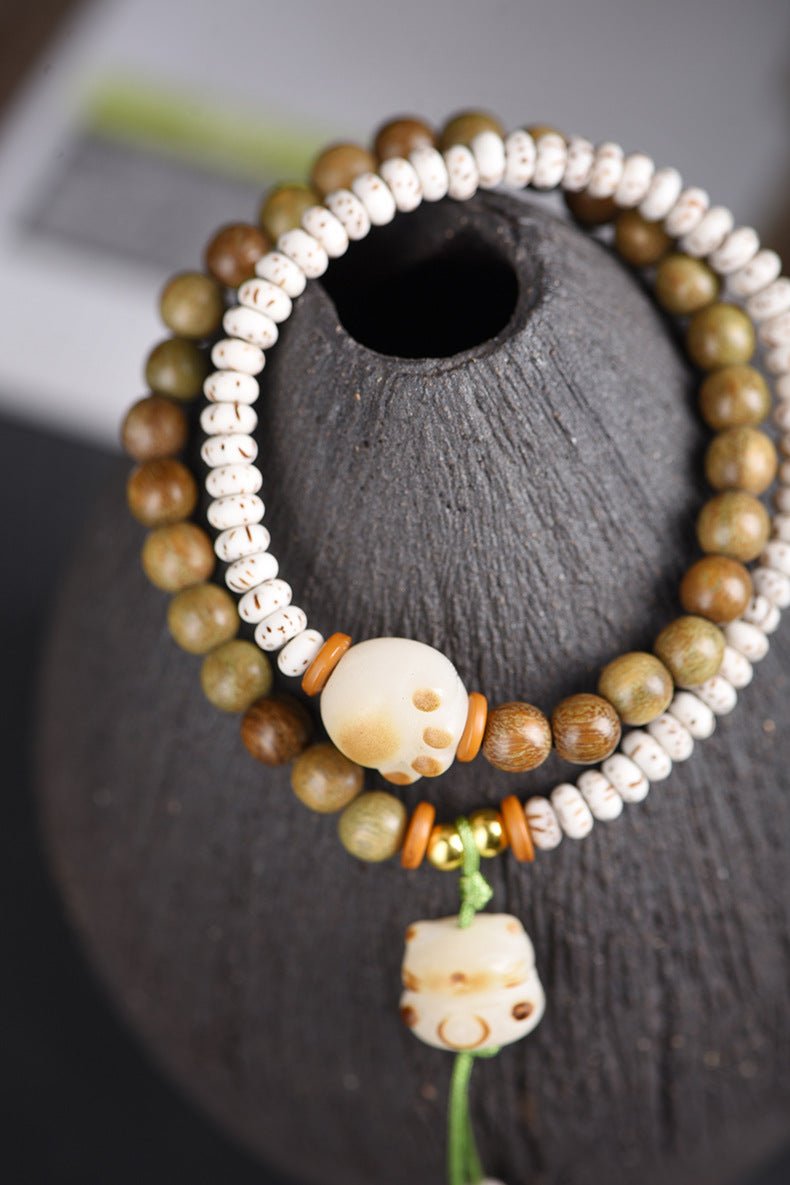 green sandalwood double - strand bracelet – star - moon bodhi & shoushan stone - star8s