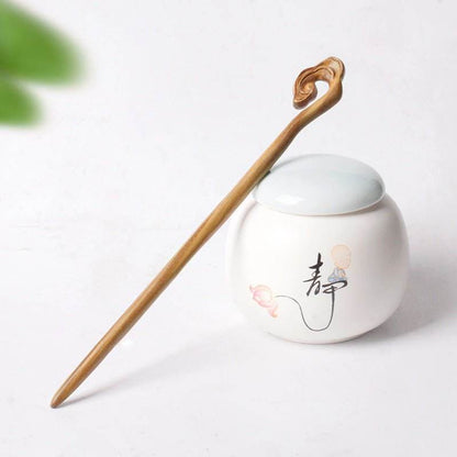 Green Sandalwood Extended Vintage Hairpin for Ethnic Bun Celebrity Style - STAR8S