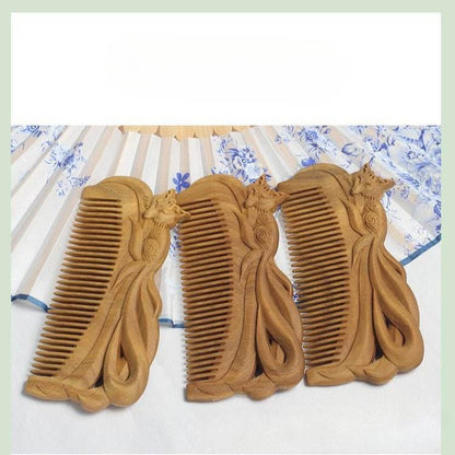 Green Sandalwood Fox Comb – Hand - Carved Design, Gifting Elegant & Charming Hair Care - STAR8S