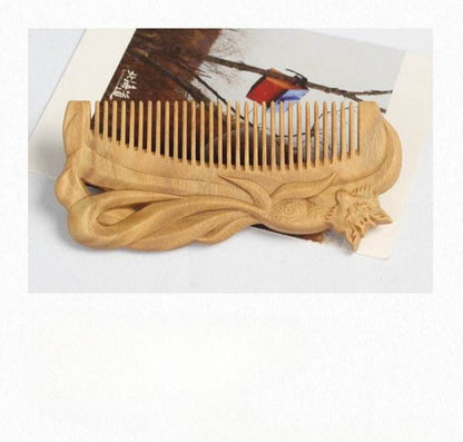 Green Sandalwood Fox Comb – Hand - Carved Design, Gifting Elegant & Charming Hair Care - STAR8S