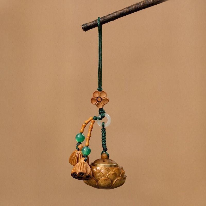 Green Sandalwood Lotus Incense Bag Phone Chain | Antique Aroma Keychain, Fragrance Hanging Ornament, Mobile Charm, and Gift - STAR8S