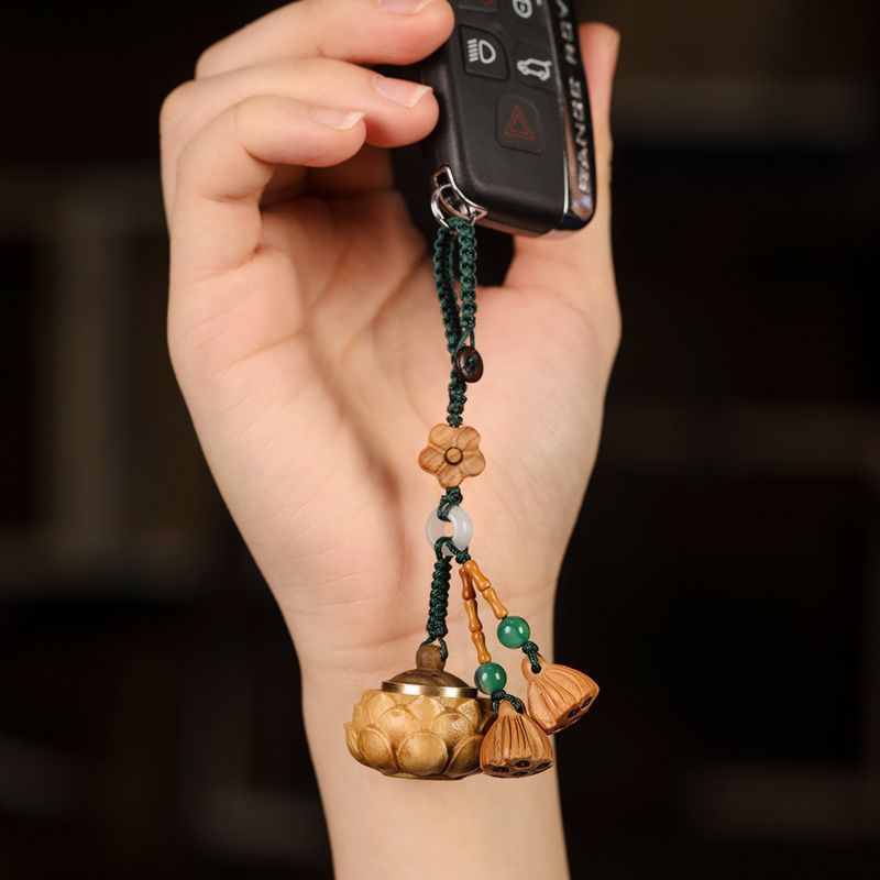 green sandalwood lotus incense bag phone chain | antique aroma keychain, fragrance hanging ornament, mobile charm, and gift - star8s