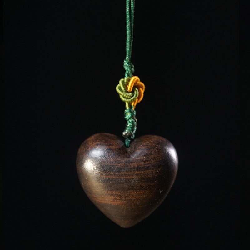 Green Sandalwood / Rosewood Heart - Carved Wooden Keychain Pendant – Handcrafted Apple - Style Wood Keychain & Bag Charm - STAR8S