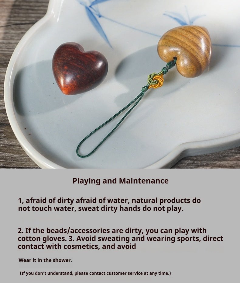 Green Sandalwood / Rosewood Heart - Carved Wooden Keychain Pendant – Handcrafted Apple - Style Wood Keychain & Bag Charm - STAR8S