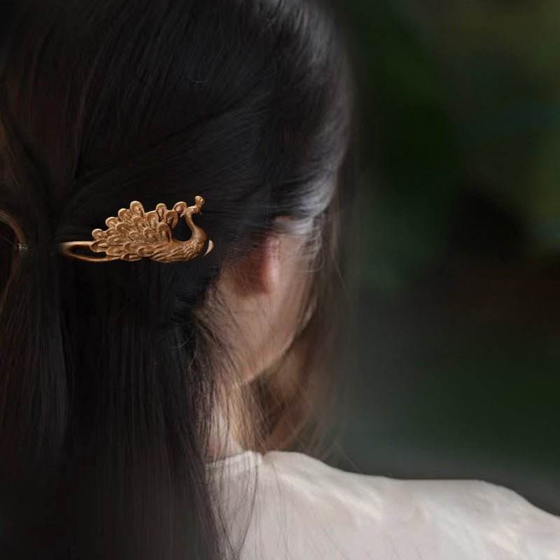 green sandalwood vintage handmade hairpin for styling - star8s