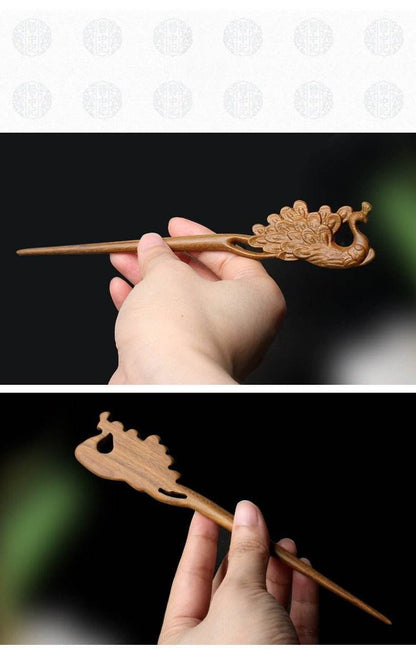Green Sandalwood Vintage Handmade Hairpin for Styling - STAR8S