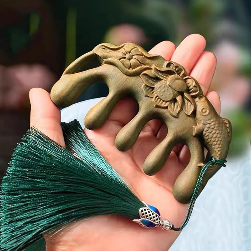Green Sandalwood Water Drop Massage Comb | Head Scalp Massager for Health & Relaxation - STAR8S