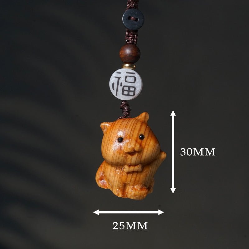 Hand - carved Zodiac Animal Wooden Keychain - Yunnan Cypress, 12 Animals | Unique Phone, Bag, Key Charm - STAR8S