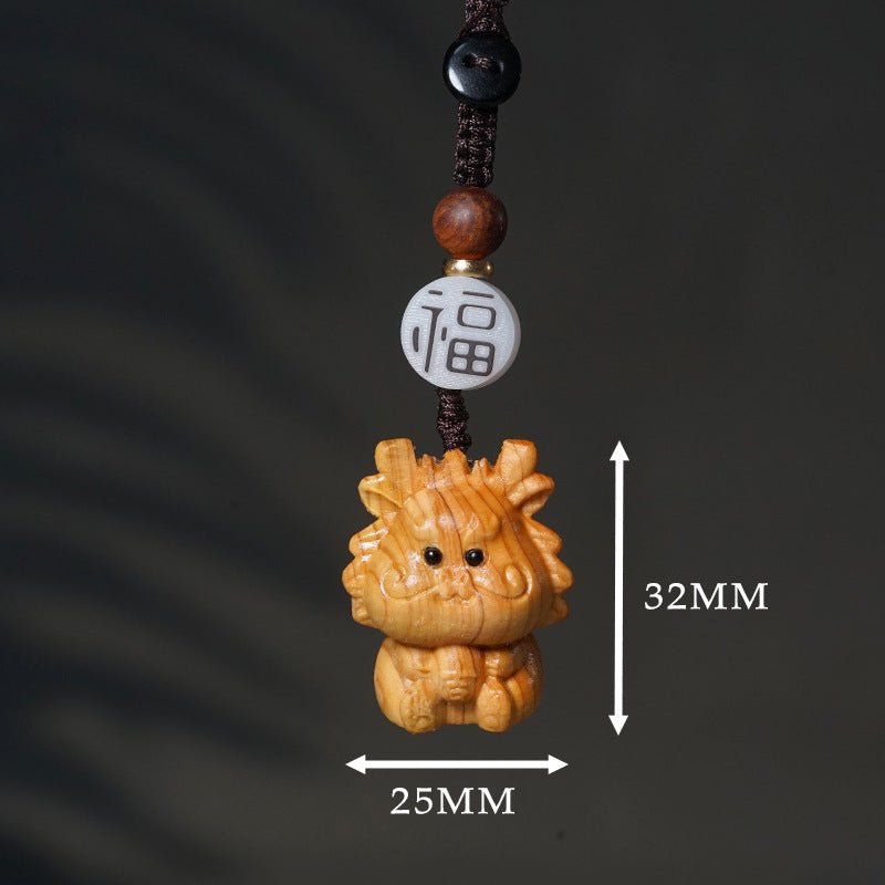 Hand - carved Zodiac Animal Wooden Keychain - Yunnan Cypress, 12 Animals | Unique Phone, Bag, Key Charm - STAR8S