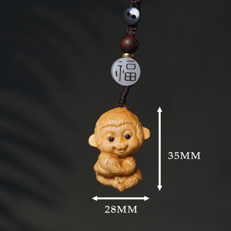 hand - carved zodiac animal wooden keychain - yunnan cypress, 12 animals | unique phone, bag, key charm - star8s