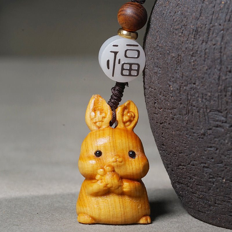 Hand - carved Zodiac Animal Wooden Keychain - Yunnan Cypress, 12 Animals | Unique Phone, Bag, Key Charm - STAR8S