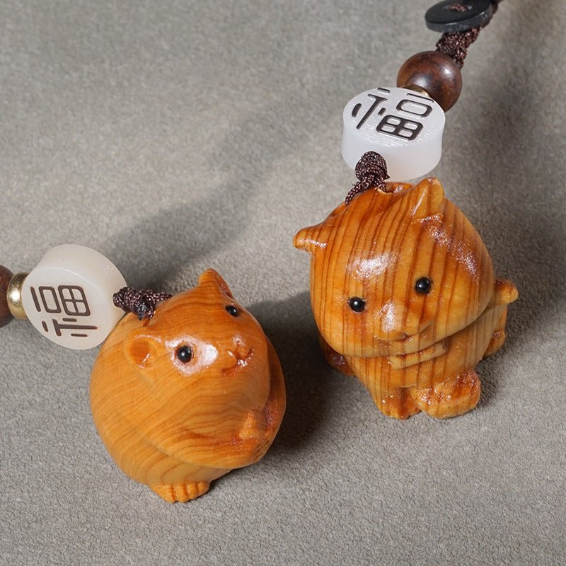 hand - carved zodiac animal wooden keychain - yunnan cypress, 12 animals | unique phone, bag, key charm - star8s