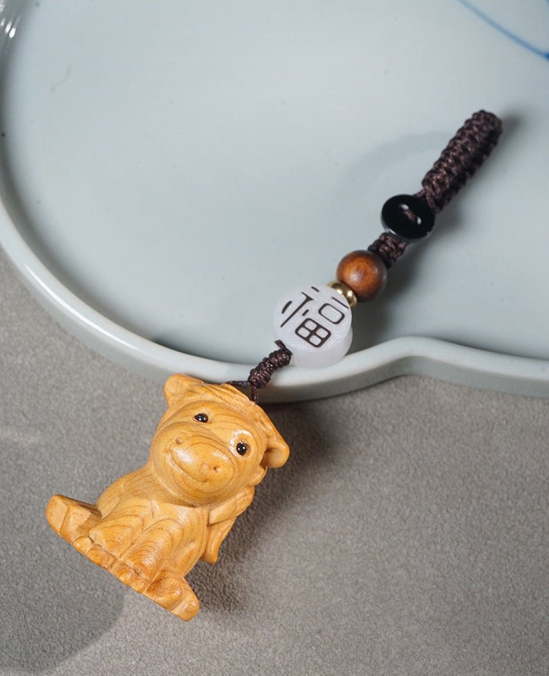 hand - carved zodiac animal wooden keychain - yunnan cypress, 12 animals | unique phone, bag, key charm - star8s