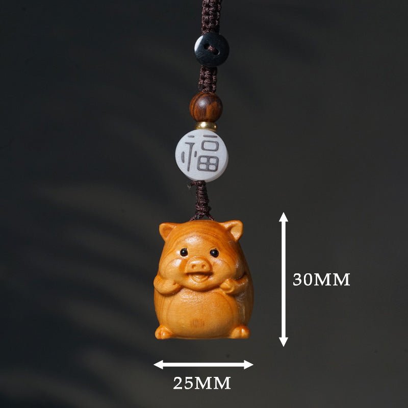 Hand - carved Zodiac Animal Wooden Keychain - Yunnan Cypress, 12 Animals | Unique Phone, Bag, Key Charm - STAR8S