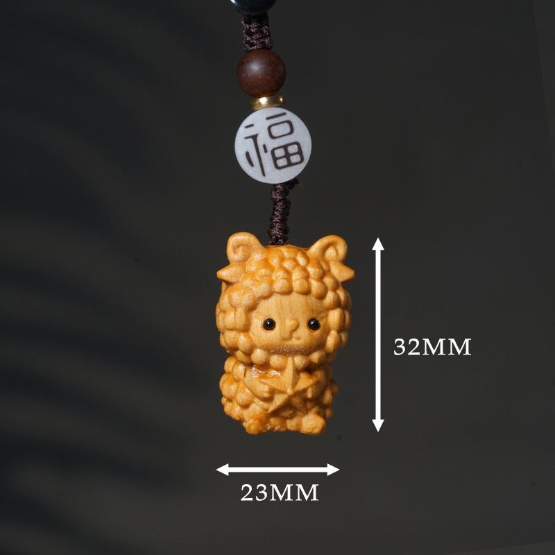 hand - carved zodiac animal wooden keychain - yunnan cypress, 12 animals | unique phone, bag, key charm - star8s