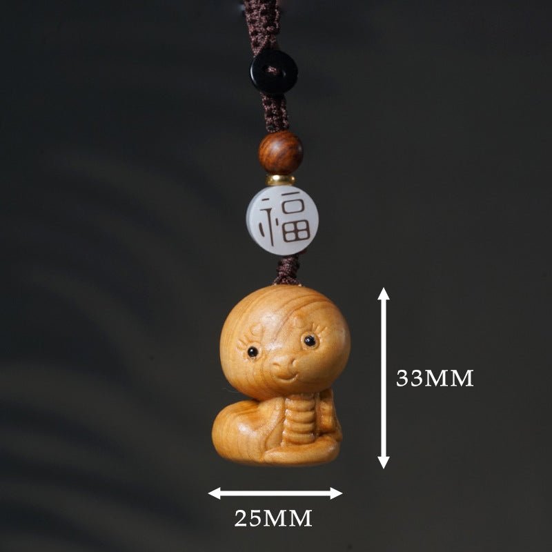Hand - carved Zodiac Animal Wooden Keychain - Yunnan Cypress, 12 Animals | Unique Phone, Bag, Key Charm - STAR8S