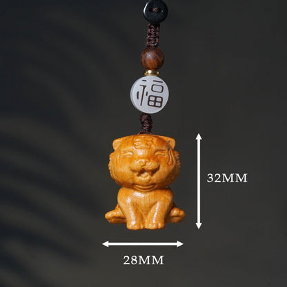Hand - carved Zodiac Animal Wooden Keychain - Yunnan Cypress, 12 Animals | Unique Phone, Bag, Key Charm - STAR8S