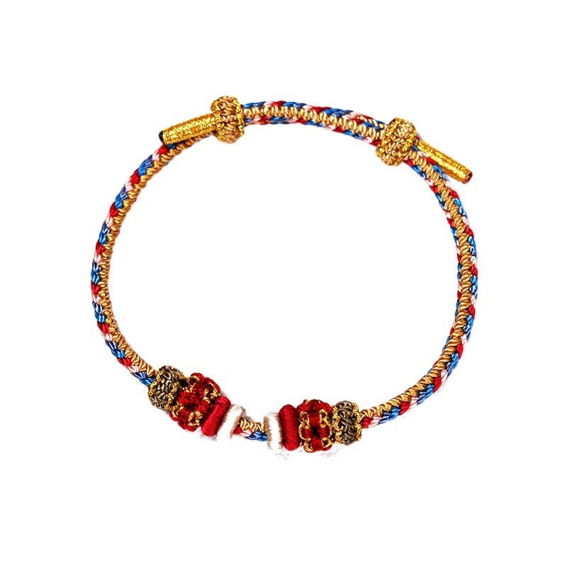 handcrafted dunhuang - style colorful red string bracelet with five - colored pendant for women's zodiac year | star8s - star8s