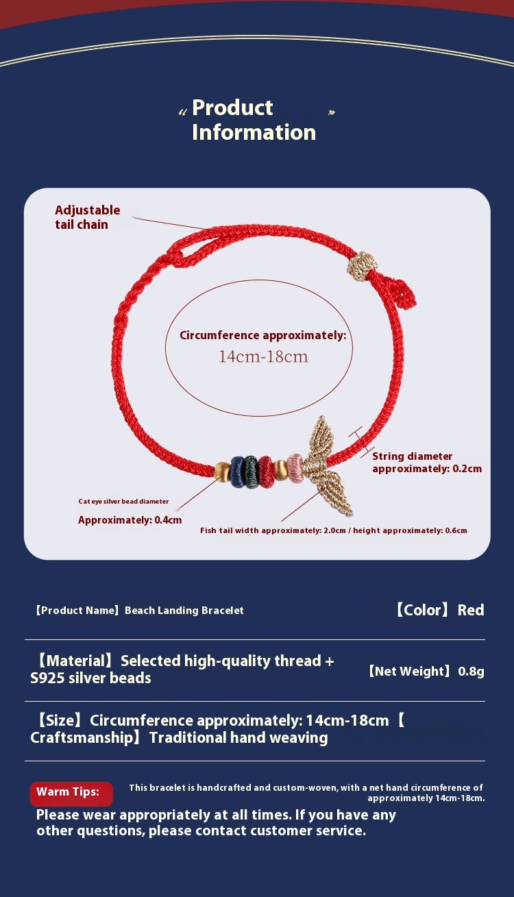 Handcrafted Fish Tail Bracelet for Women | S925 Silver Red String Bracelet | Best Gift for Girlfriend, Best Friend - STAR8S