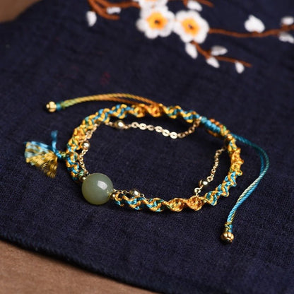 Handcrafted Hetian Jade Bracelet - Luxury Multi - Layered Vintage Ethnic Style Women's Bracelet - STAR8S