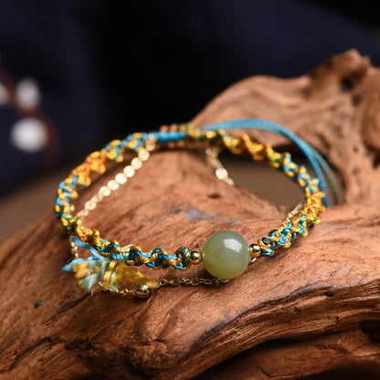 Handcrafted Hetian Jade Bracelet - Luxury Multi - Layered Vintage Ethnic Style Women's Bracelet - STAR8S