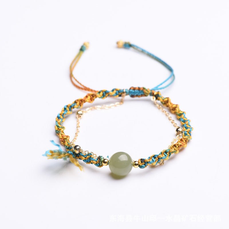 Handcrafted Hetian Jade Bracelet - Luxury Multi - Layered Vintage Ethnic Style Women's Bracelet - STAR8S