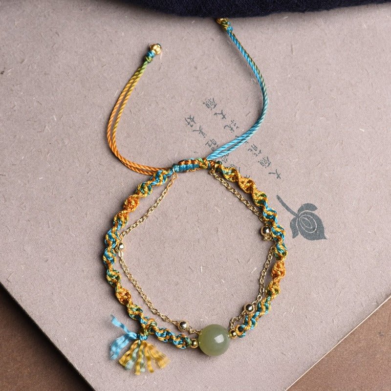 handcrafted hetian jade bracelet - luxury multi - layered vintage ethnic style women's bracelet - star8s