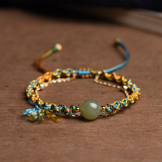 Handcrafted Hetian Jade Bracelet - Luxury Multi - Layered Vintage Ethnic Style Women's Bracelet - STAR8S