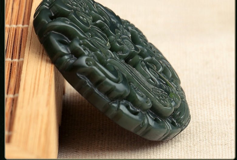 Handcrafted Hetian Jade Dragon & Phoenix Pendant Necklace - Couple’s Taiji Yin Yang Symbol - STAR8S