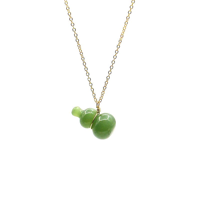 handcrafted jade gourd pendant necklace chain – elegant & minimalistic jade jewelry - star8s